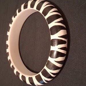 Vintage Wooden Zebra Bangle